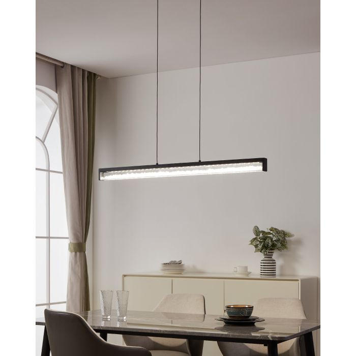 KRISTALL-HÄNGELEUCHTE 100/8/110 cm   - Schwarz, Trend, Glas/Metall (100/8/110cm)