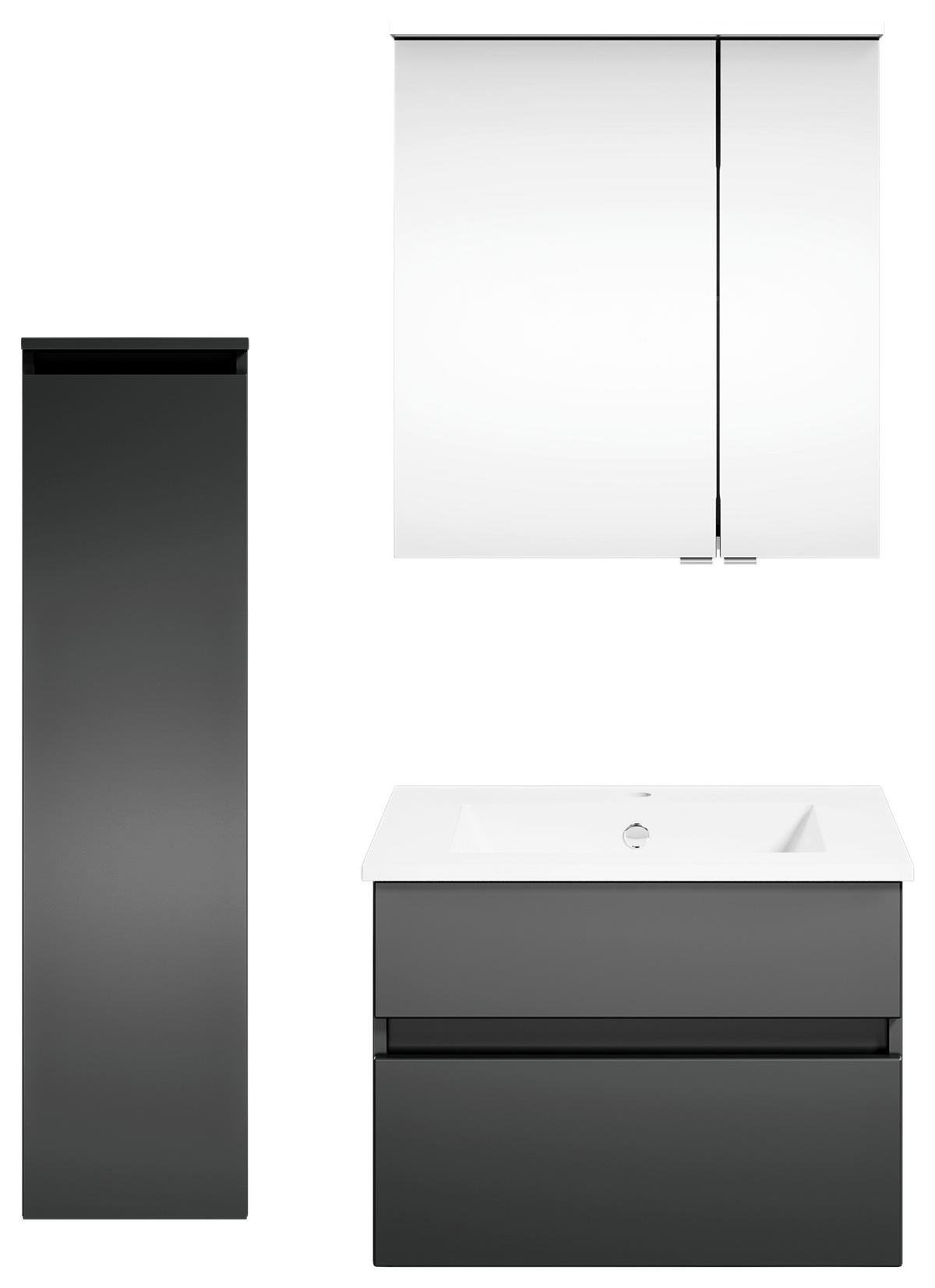 BADEZIMMER 92,2 cm  - Weiss/Dunkelgrau, Konventionell, Holzwerkstoff (92,2cm) - Puris