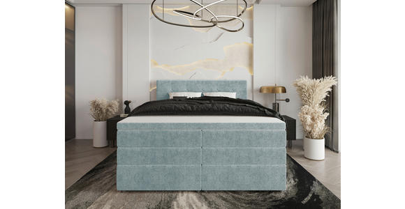 BOXSPRINGBETT 160/200 cm  in Hellblau  - Schwarz/Hellblau, KONVENTIONELL, Kunststoff/Textil (160/200cm) - Carryhome