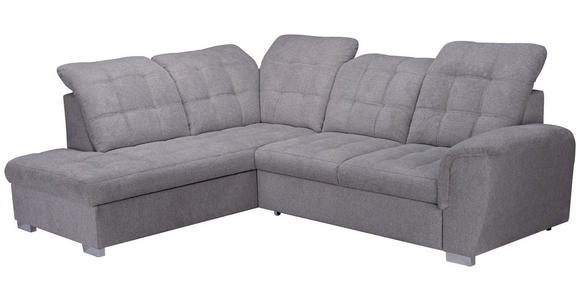 ECKSOFA Dunkelbraun Chenille Bettkasten, Schlaffunktion, Rücken echt, Kopfteilverstellung, Liegefläche im Originalstoff  - Chromfarben/Dunkelbraun, KONVENTIONELL, Kunststoff/Textil (205/260cm) - Carryhome