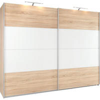  SCHWEBETÜRENSCHRANK 226/210/62 cm 2-türig  - Weiss/Alufarben, Konventionell, Glas/Holzwerkstoff (226/210/62cm) - Xora