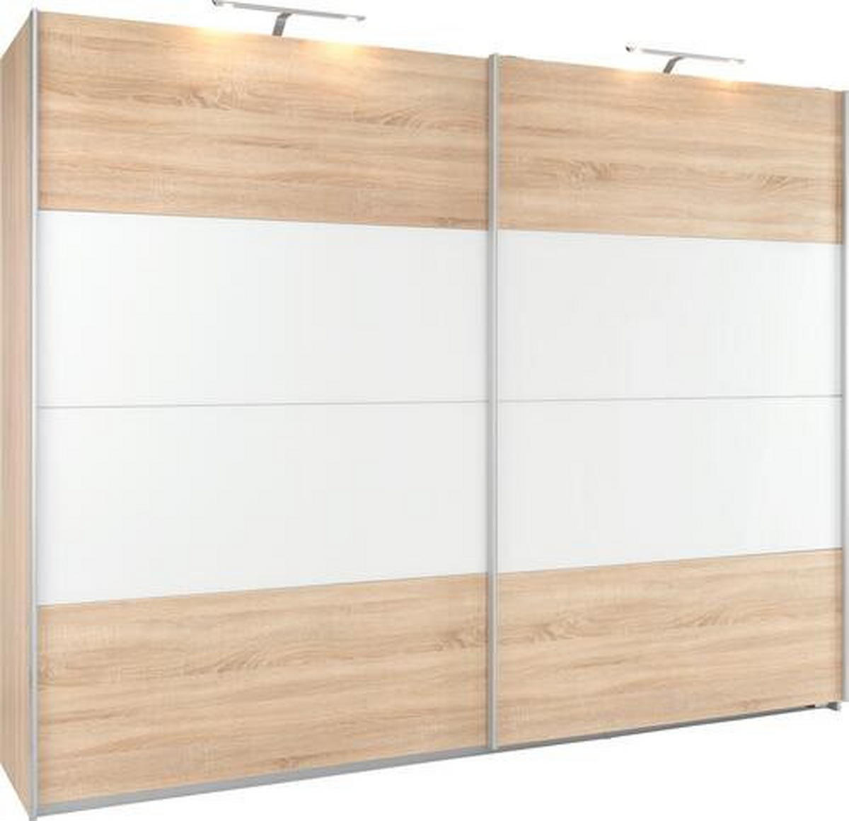  SCHWEBETÜRENSCHRANK 226/210/62 cm 2-türig  - Weiss/Alufarben, Konventionell, Glas/Holzwerkstoff (226/210/62cm) - Xora