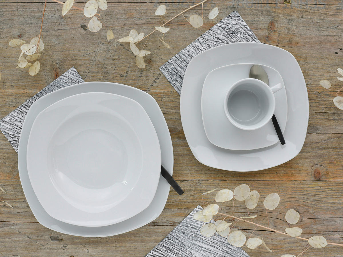 KOMBINOVANÁ SOUPRAVA, 30dílné, porcelán - bílá, Basics, keramika (34,4/29,2/35cm)