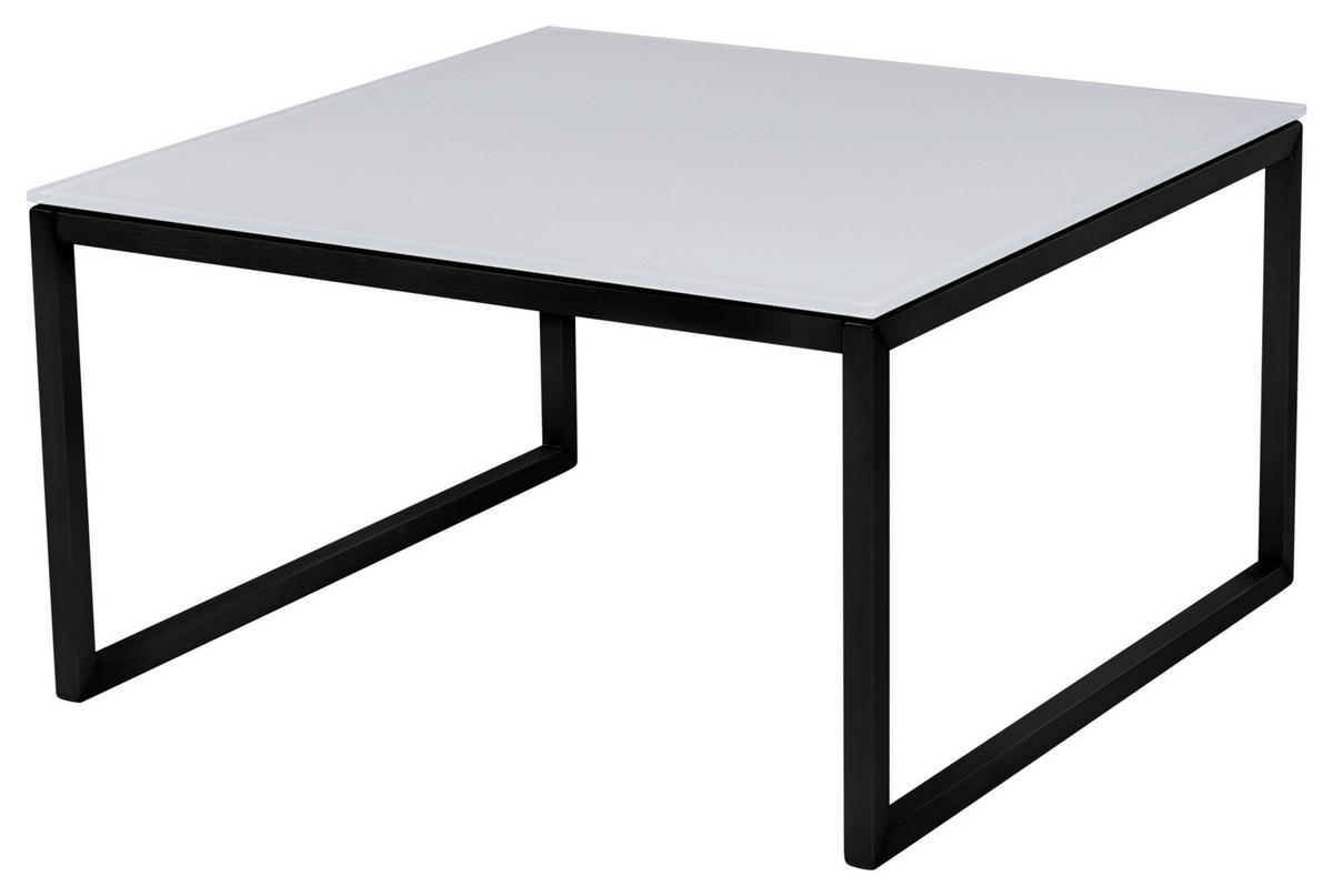COUCHTISCH in Metall, Glas 40/40/35 cm  - Schwarz, Konventionell, Glas/Metall (40/40/35cm)