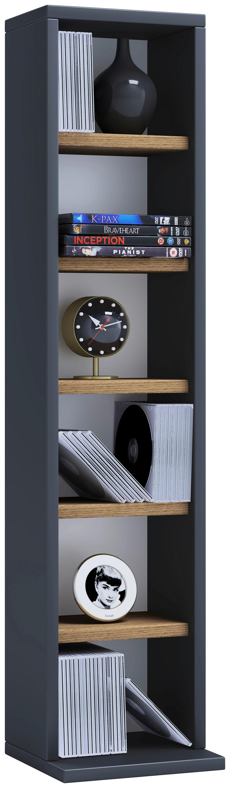 CD-REGAL Schwarz, Honigeiche  - Honigeiche/Schwarz, Basics, Holzwerkstoff (21/92/20cm) - MID.YOU