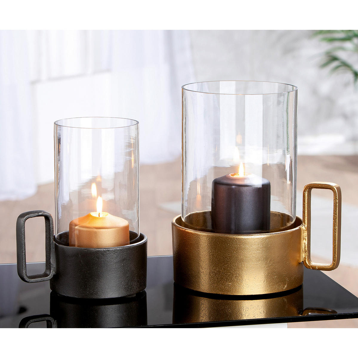 WINDLICHT Goldfarben  - Goldfarben, Basics, Glas/Metall (24/26/19cm)