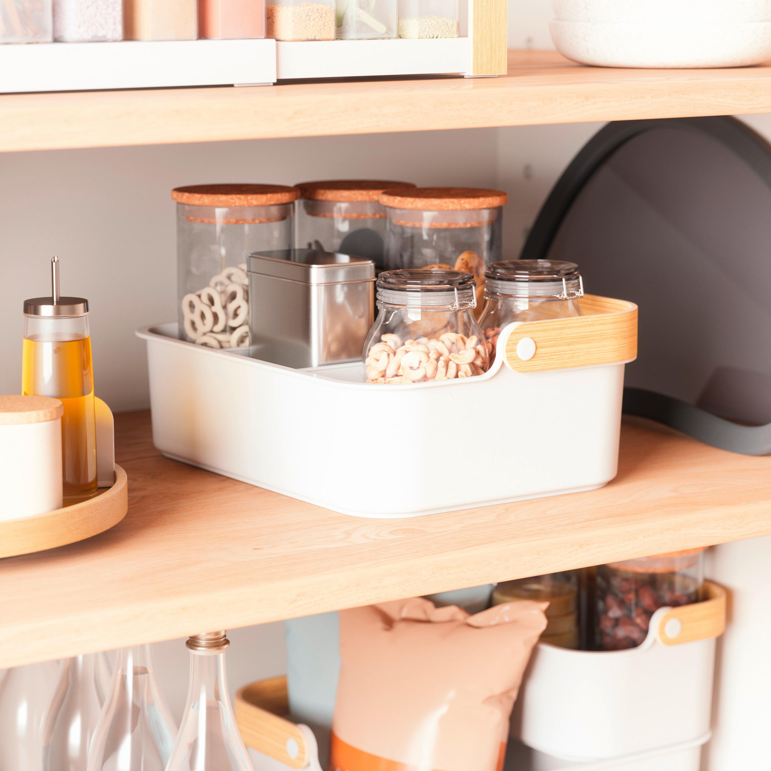 ORGANIZATOR  BELLWOOD 35/26/13 cm                  - bela/naravne barve, Basics, umetna masa/les (35/26/13cm) - Umbra