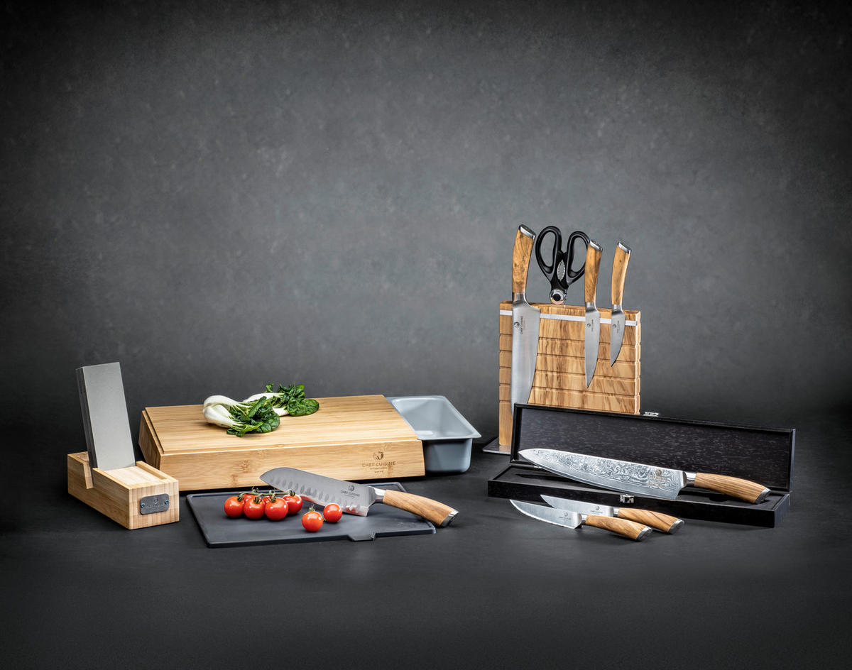 STEAKMESSER Olivenholz  - Edelstahlfarben/Naturfarben, Basics, Holz/Metall (32/9.2/3.3cm) - CHEF CUISINE