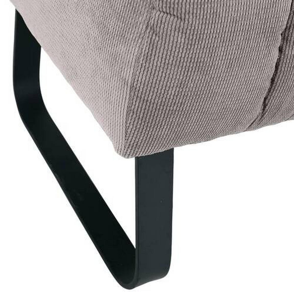 SITZBANK in Textil Hellgrau  - Hellgrau/Schwarz, Design, Textil/Metall (195/87/77cm) - Novel