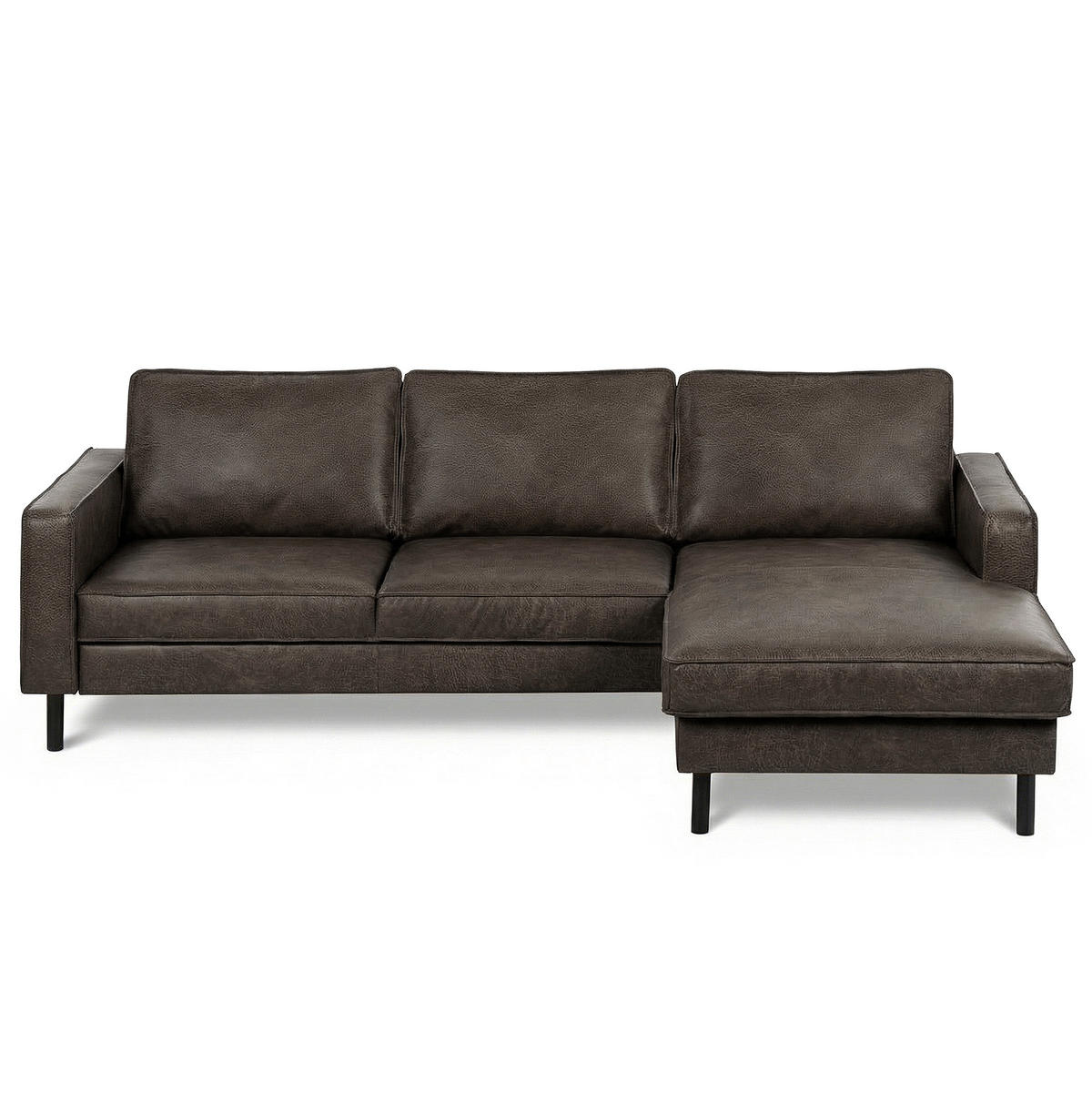 ECKSOFA Echtleder Fango  - Fango/Schwarz, Design, Leder/Metall (166/238cm) - Livetastic