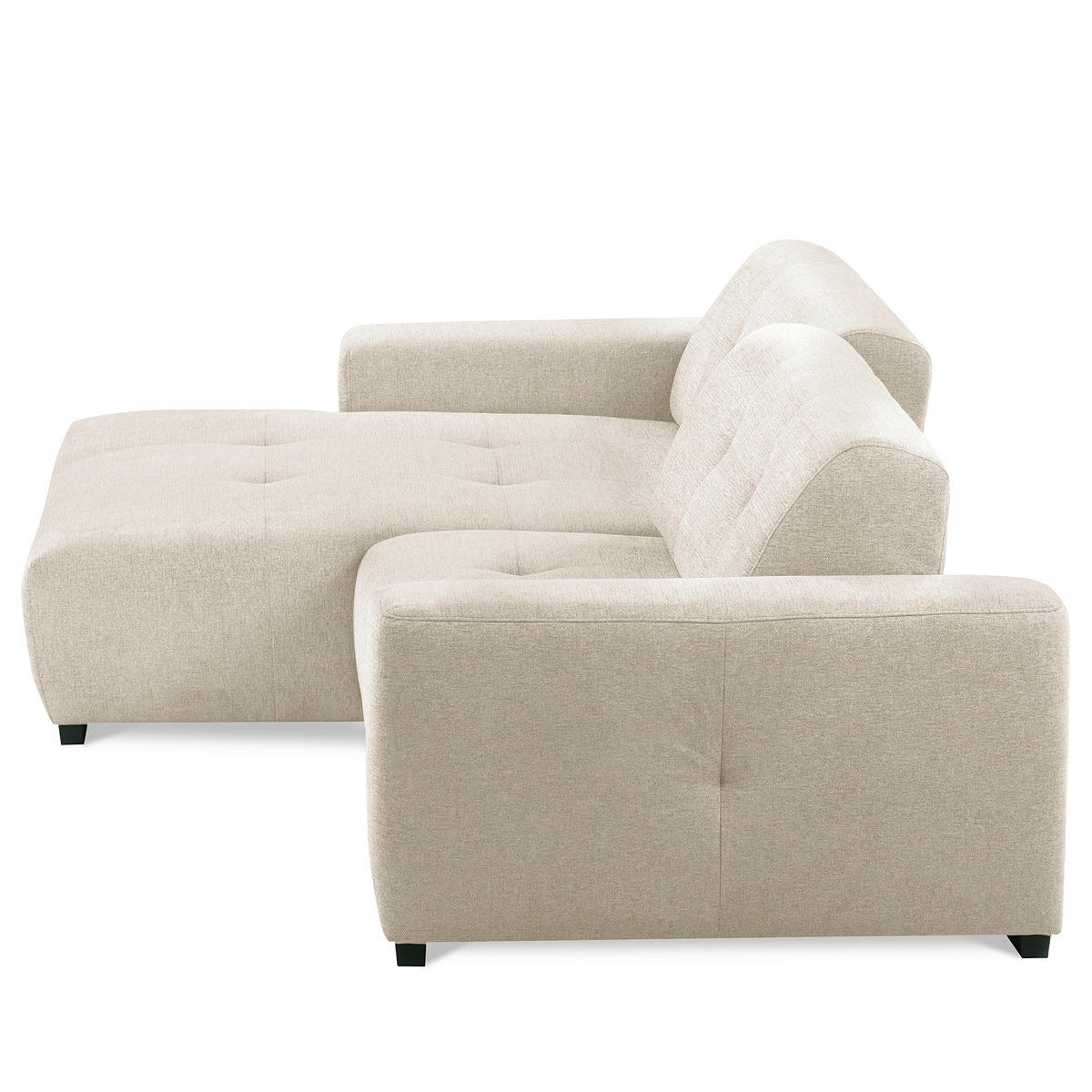 ECKSOFA AUSTIN Beige Flachgewebe Sitztiefenverstellung  - Beige/Schwarz, Design, Kunststoff/Textil (169/286cm) - Livetastic