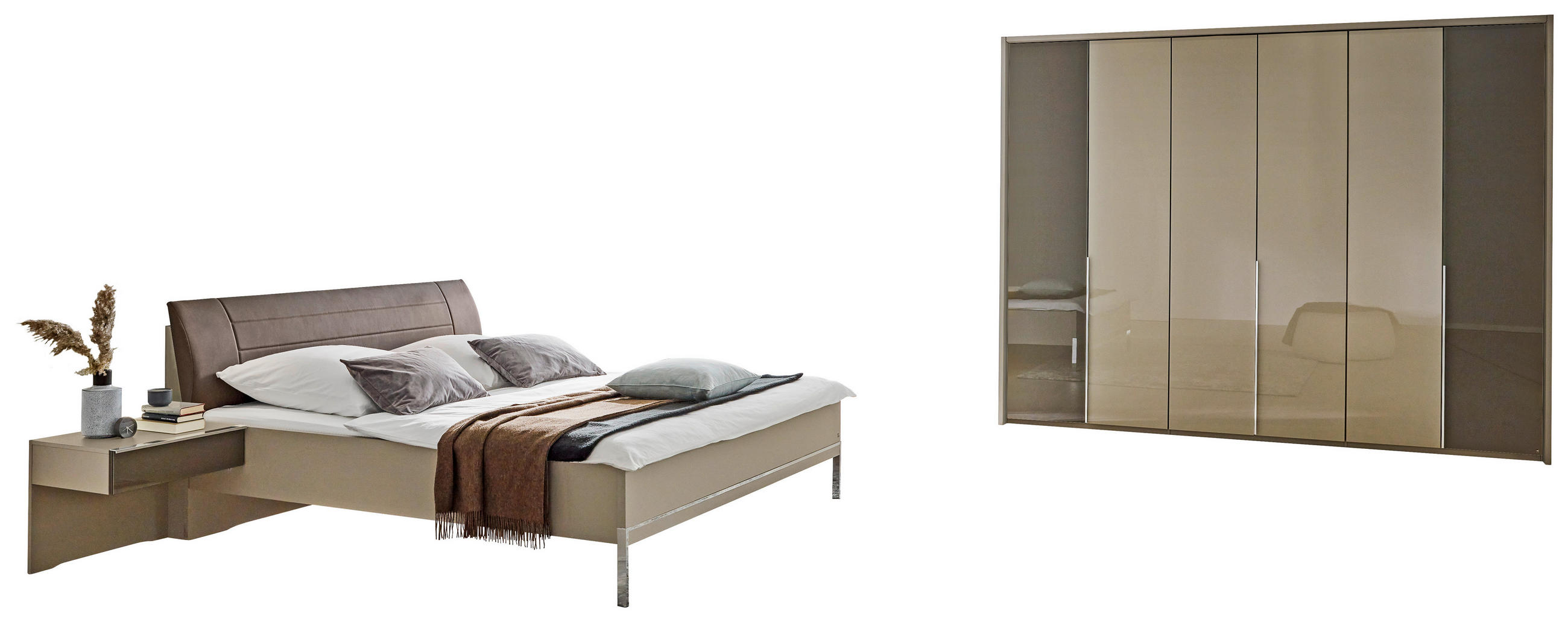 SCHLAFZIMMER Grau  - Grau, Design, Glas/Holzwerkstoff (180/200cm) - Musterring