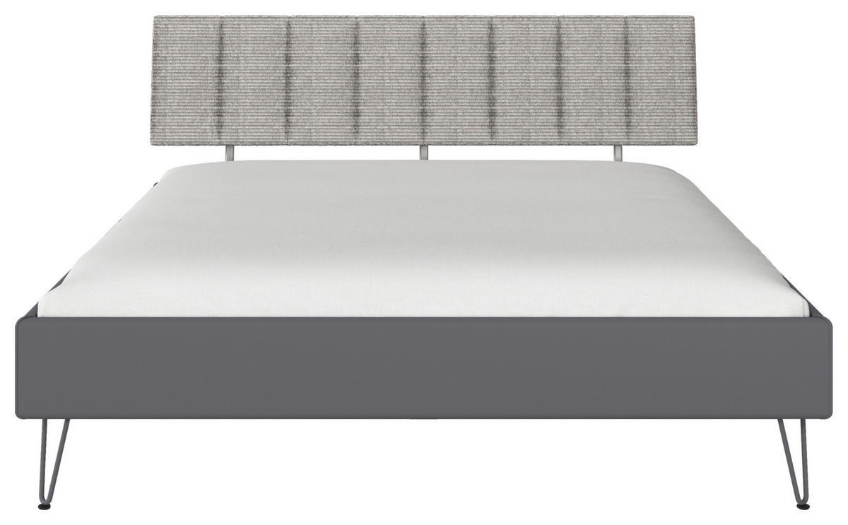 BETT 180/200 cm,  in Grau,  - Grau, Design, Textil/Metall (180/200cm) - Carryhome