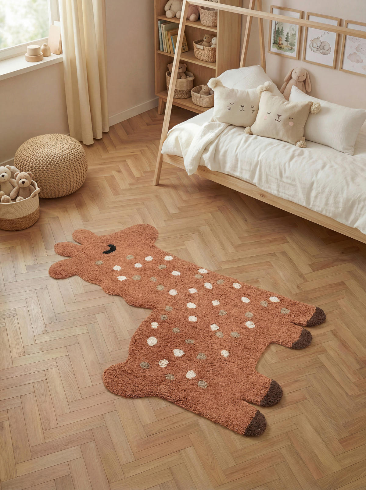 KINDERTEPPICH 89/120 cm Snuggle Gino Giraffe  - Braun, Basics, Kunststoff/Textil (89/120cm) - Hanse Home