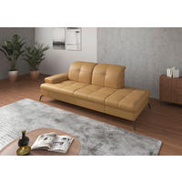 RÉCAMIERE Vliesstoff Kombination Echtleder/Stoff Currygelb  - Currygelb/Schwarz, Konventionell, Leder/Textil (231/90/122cm) - Sit & More