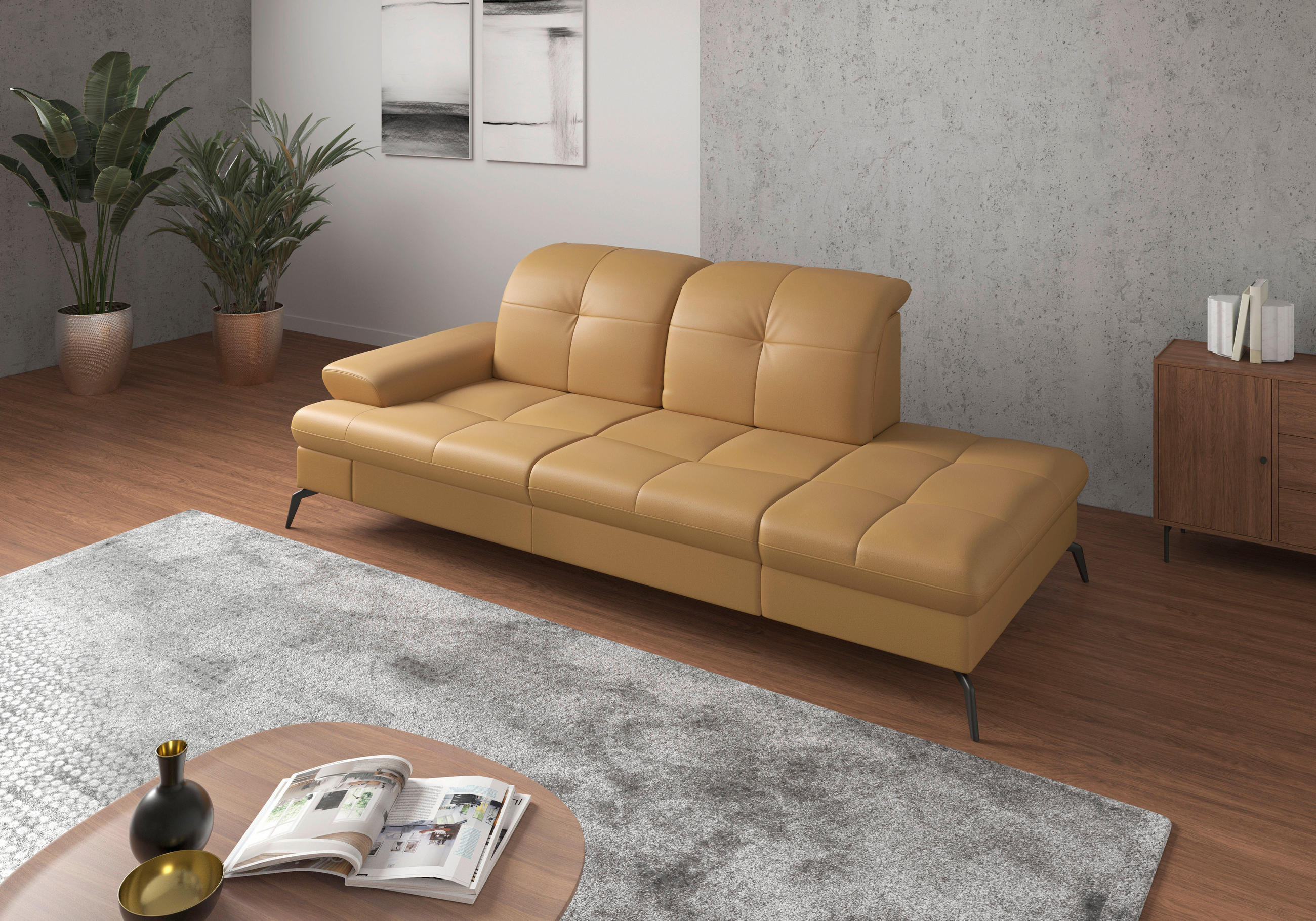 Sit & More Récamiere Currygelb 231x90x122 cm