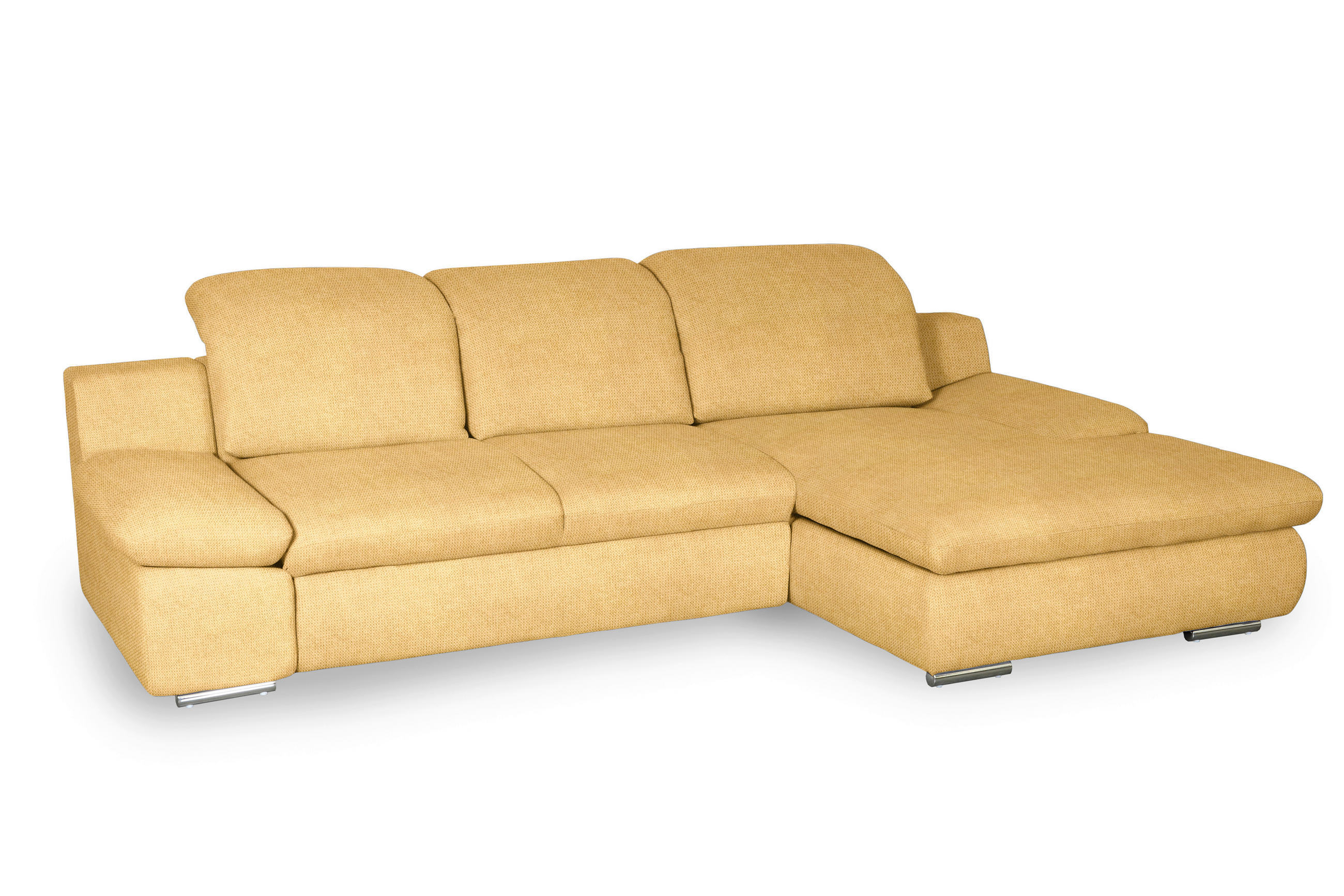 ECKSOFA in Chenille Gelb  - Chromfarben/Gelb, Design, Textil/Metall (286/165cm) - Livetastic
