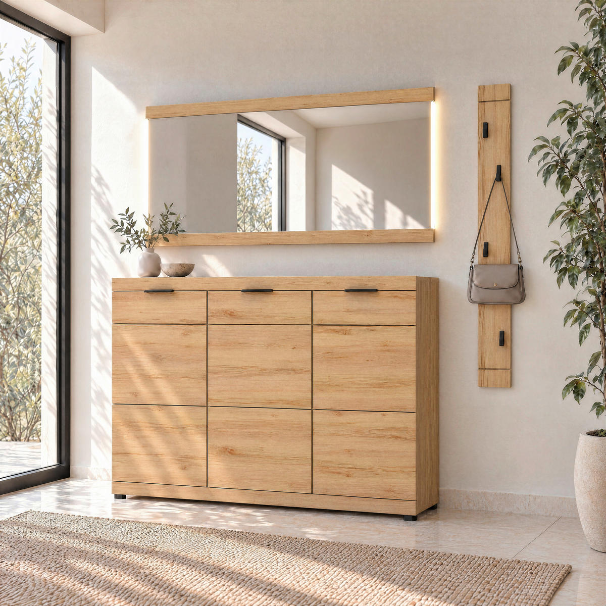 SCHUHSCHRANK Buchefarben  - Buchefarben/Schwarz, KONVENTIONELL, Holzwerkstoff/Kunststoff (150/105/40cm) - Cantus