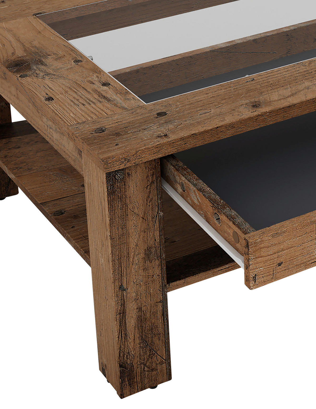 COUCHTISCH quadratisch Alteiche  - Alteiche, Design, Glas/Holzwerkstoff (67/43/67cm) - MID.YOU