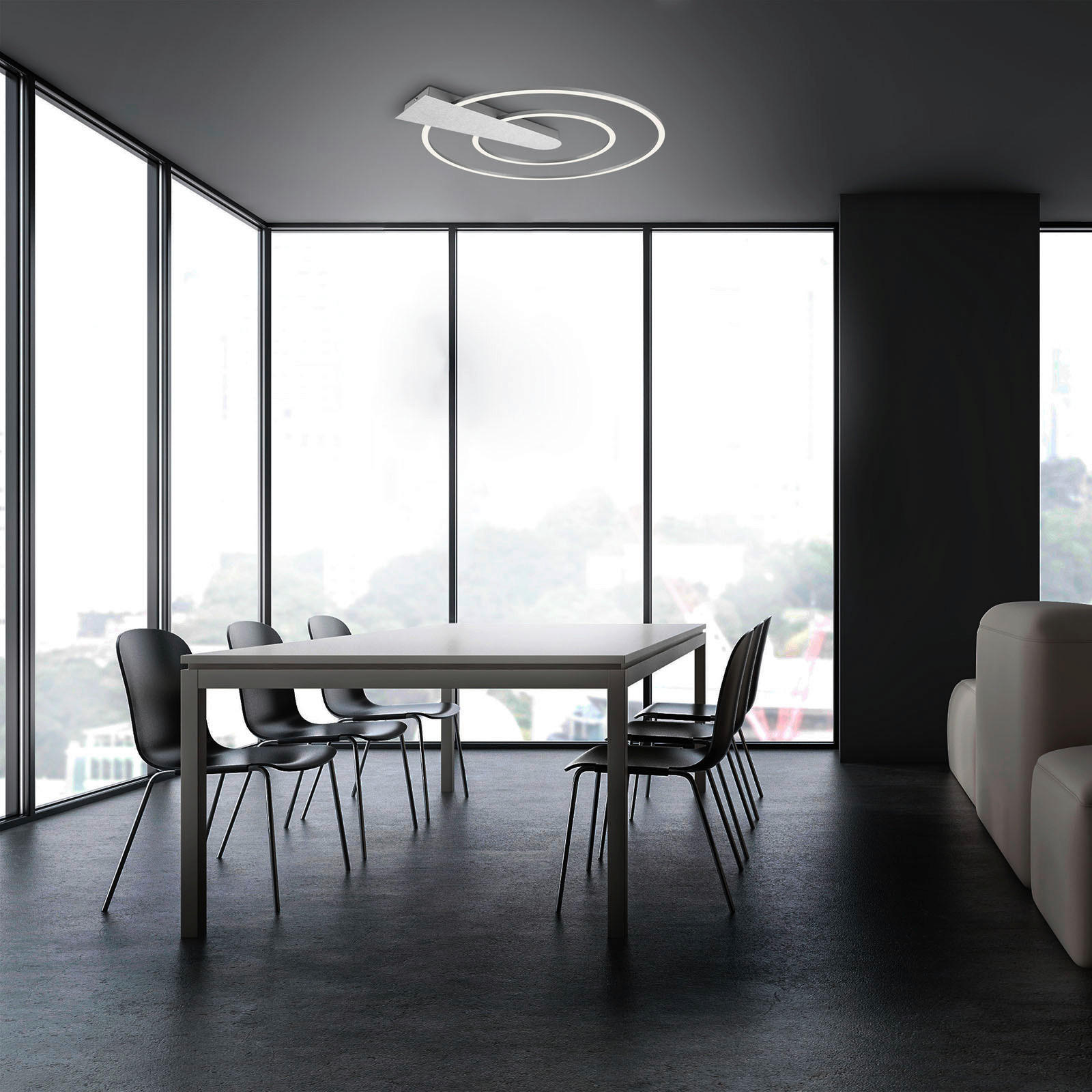 LED-TAKLAMPA Nico Duo 55/4 cm  - aluminiumfärg, Design, metall/plast (55/4cm)