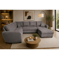 WOHNLANDSCHAFT SORINA Dunkelgrau Cord  - Dunkelgrau/Schwarz, Design, Kunststoff/Textil (202/305/157cm) - MID.YOU