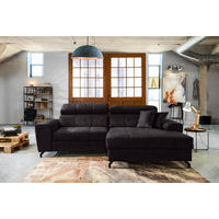 ECKSOFA in Velours Aubergine  267/181 cm  - Aubergine/Schwarz, Design, Textil/Metall (267/181cm) - Carryhome