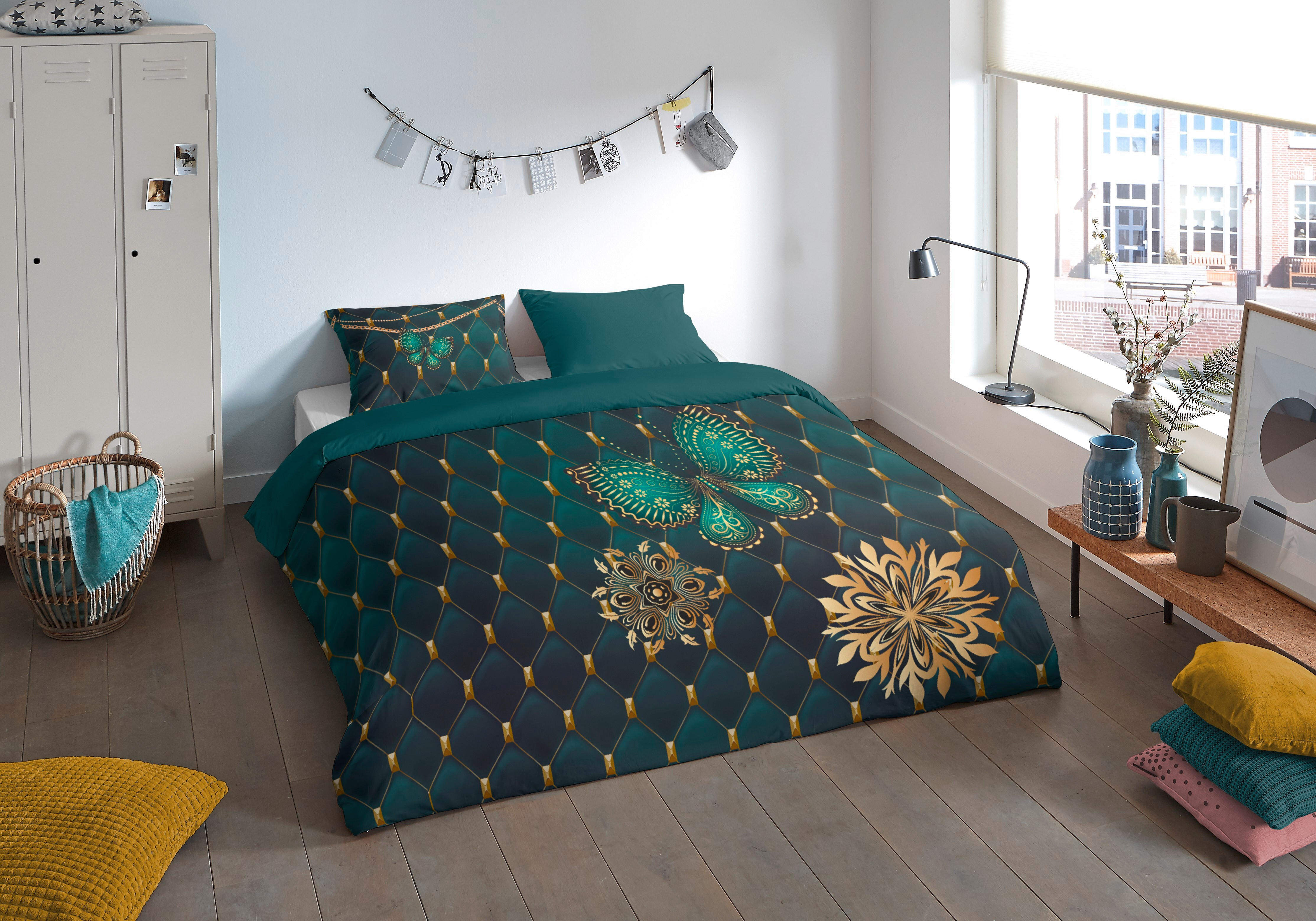 WENDEBETTWÄSCHE Lavanya Mikrofaser 135/200 cm  - Blau/Petrol, KONVENTIONELL, Textil (135/200cm)