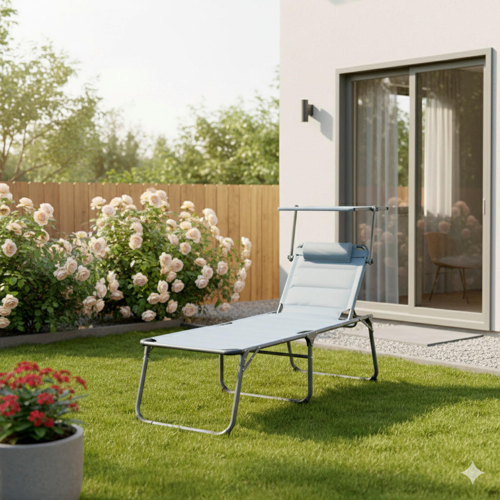 Sonnenliege Aluminium Grau Lxbxh: 203x68x48 Cm