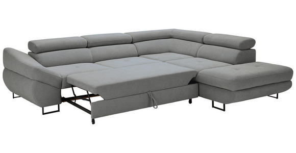 ECKSOFA in Webstoff Grau  - Schwarz/Grau, Design, Textil/Metall (280/235cm) - Hom`in