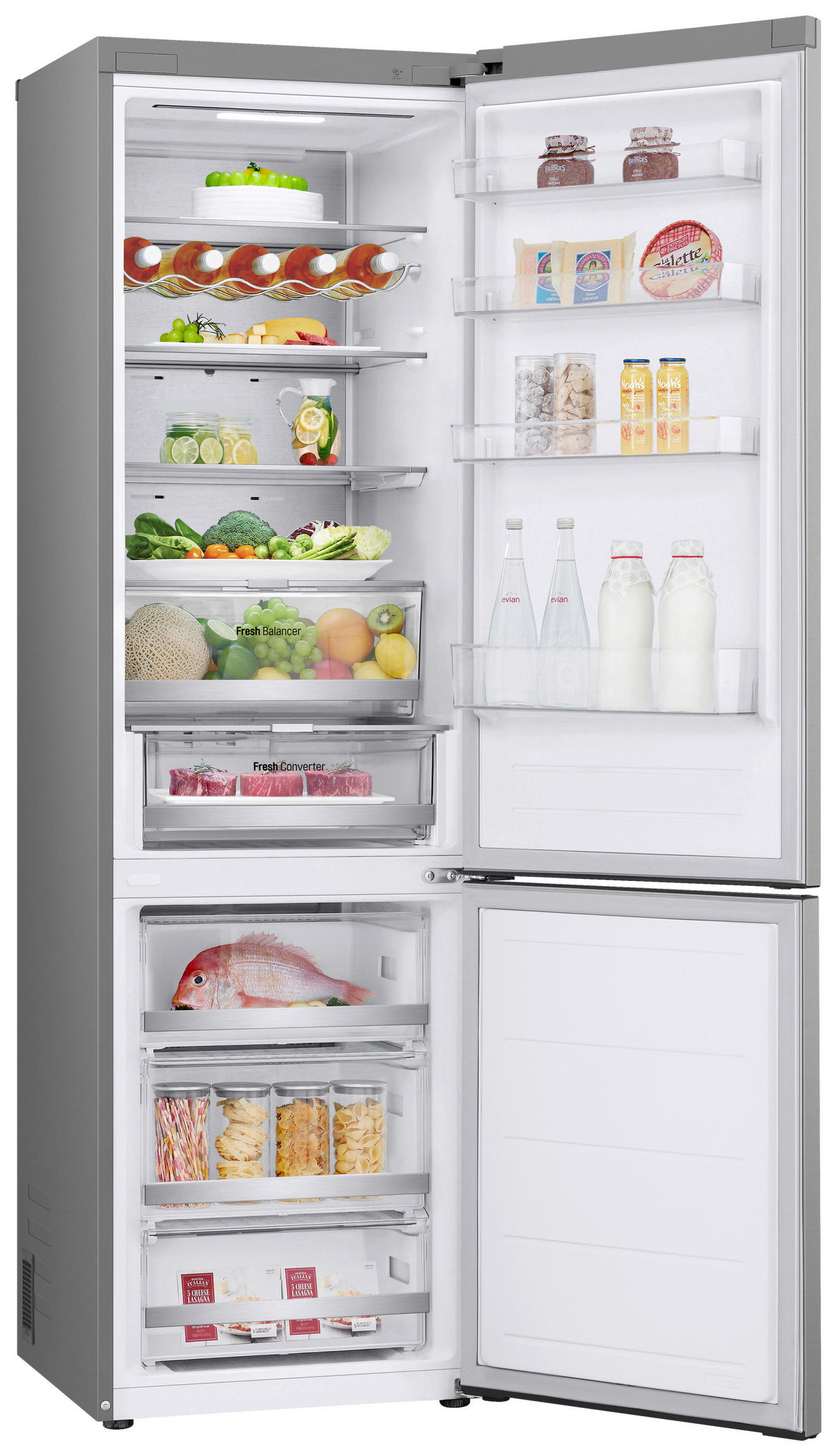 KÜHL-GEFRIER-KOMBINATION 59.5/203/75 cm GBV7270CPY  - Edelstahlfarben, Trend, Glas/Kunststoff (59.5/203/75cm) - LG