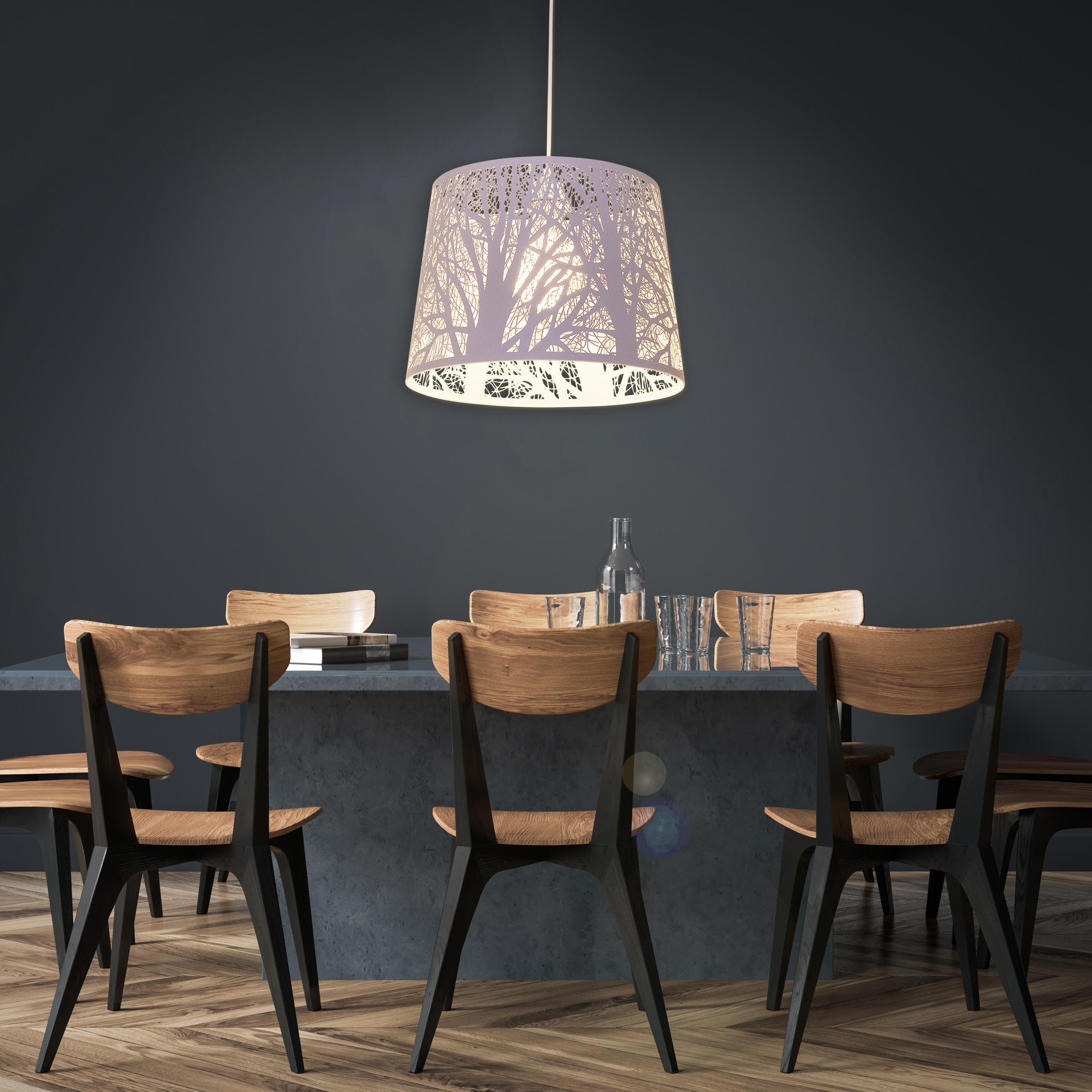 HÄNGELEUCHTE WHITE WOOD 25/110 cm   - Weiß, Trend, Kunststoff/Metall (25/110cm) - Näve