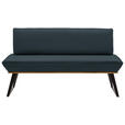 SITZBANK 180/87/64 cm Lederlook Schwarz, Eichefarben, Dunkelgrau Eiche massiv  - Eichefarben/Dunkelgrau, Design, Holz/Textil (180/87/64cm) - Voleo