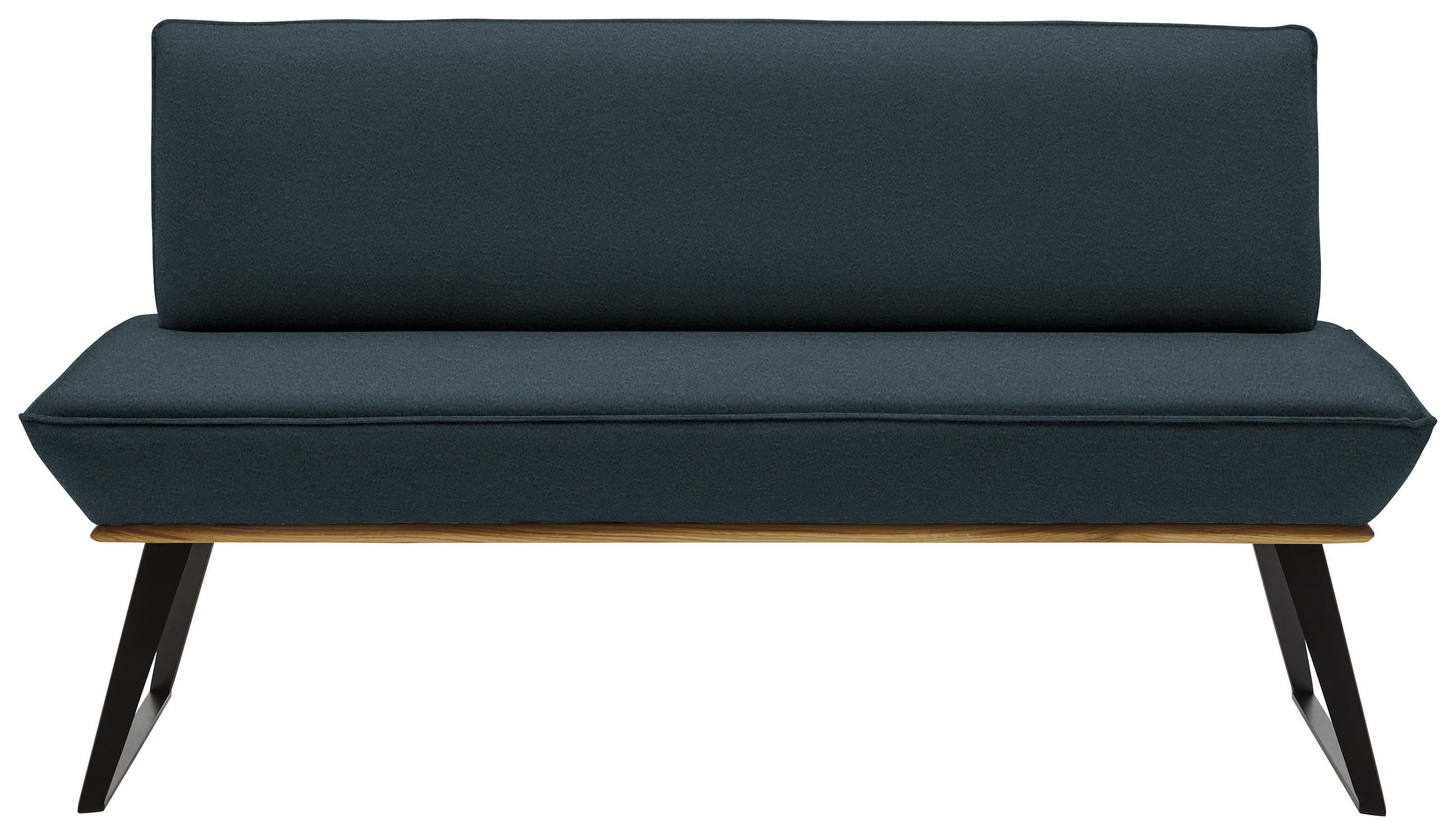 SITZBANK 180/87/64 cm Lederlook Schwarz, Eichefarben, Dunkelgrau Eiche massiv  - Eichefarben/Dunkelgrau, Design, Holz/Textil (180/87/64cm) - Voleo