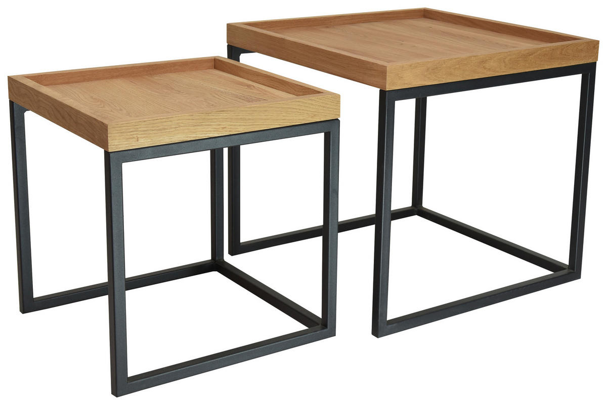 SADA KONFERENČNÍCH STOLKŮ, černá, divoký dub, dřevo, kov, 50/50/48 cm - divoký dub/černá, Trend, kov/dřevo (50/50/48cm) - Boxxx