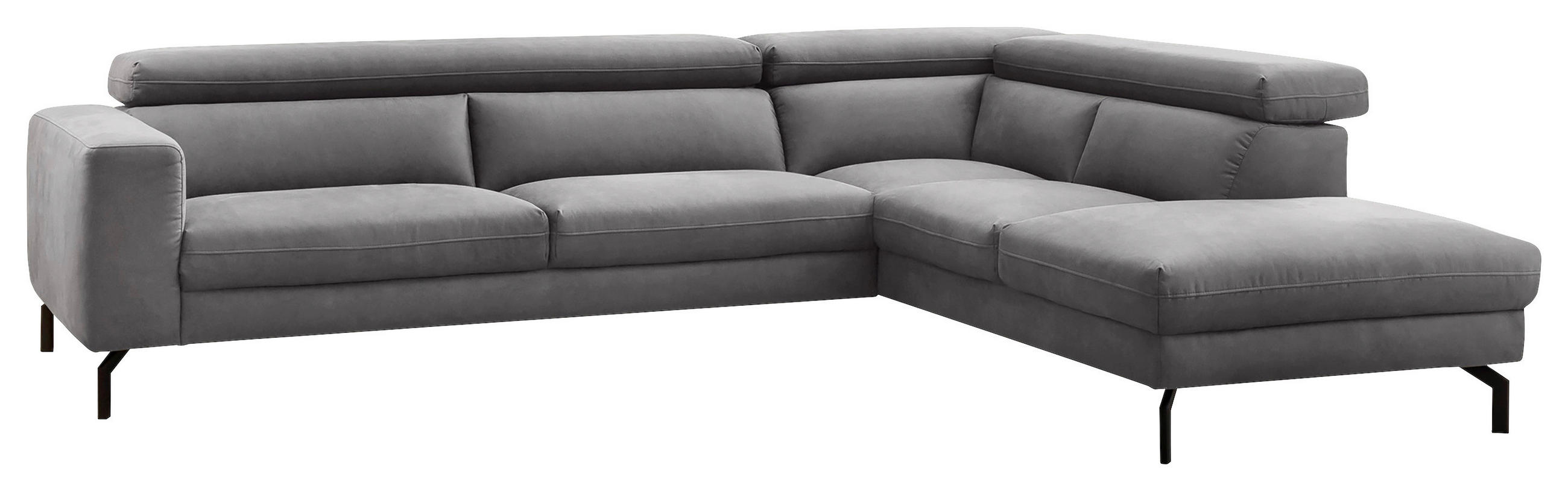 ECKSOFA CALIFORNIA in Mikrofaser Grau  305/233 cm  - Schwarz/Grau, MODERN, Textil/Metall (305/233cm) - Trendmanufaktur