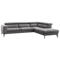 ECKSOFA CALIFORNIA in Mikrofaser Grau  305/233 cm  - Schwarz/Grau, MODERN, Textil/Metall (305/233cm) - Trendmanufaktur
