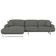 ECKSOFA Lesina Grau Webstoff  - Grau, Design, Textil/Metall (184/304cm) - Dieter Knoll