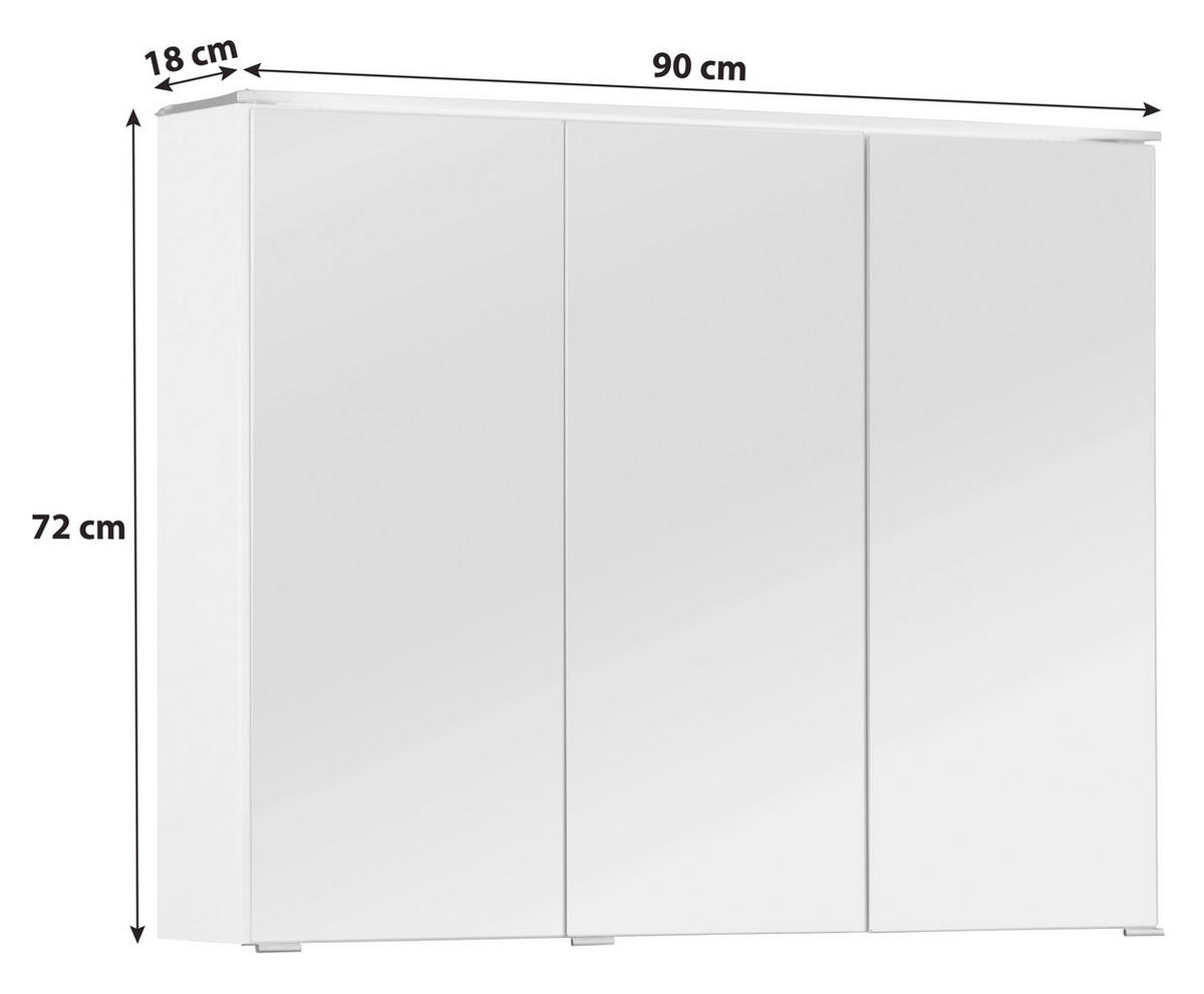 ZRKADLOVÁ SKRINKA, biela, 90/72/18 cm - biela/chrómová, Modern, kov/kompozitné drevo (90/72/18cm) - Stylife
