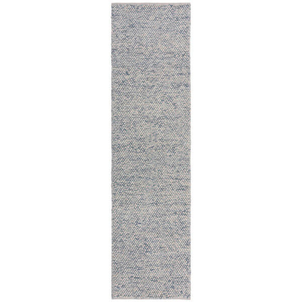 HANDWEBTEPPICH 60/230 cm MINERALS Blau, Creme  - Blau/Creme, KONVENTIONELL, Textil (60/230cm)