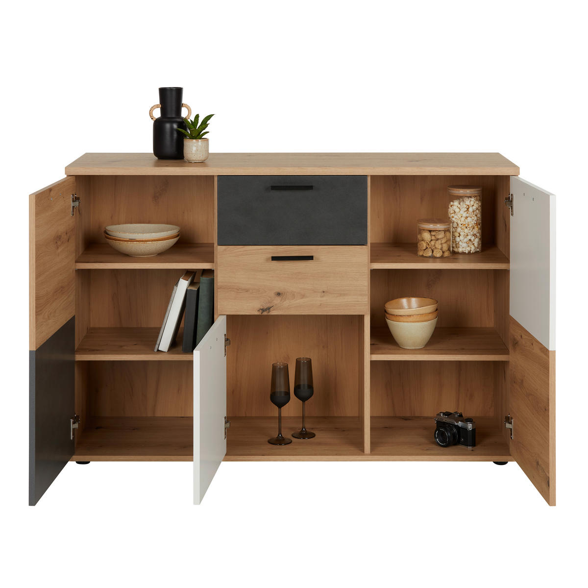 KOMODA,  - Moderno, umetna masa/leseni material (127/85/40cm) - Carryhome