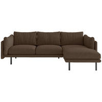 ECKSOFA in Flachgewebe Hellbraun  - Hellbraun/Beige, Design, Textil/Metall (268/160/80cm) - Livetastic