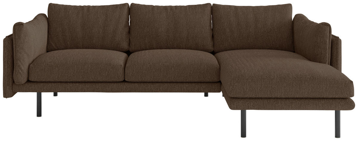 ECKSOFA in Flachgewebe Hellbraun  - Hellbraun/Beige, Design, Textil/Metall (268/160/80cm) - Livetastic