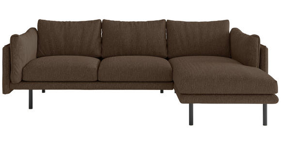 ECKSOFA Hellbraun Flachgewebe - Hellbraun/Beige, Design, Textil/Metall (268/160/80cm) - Novel