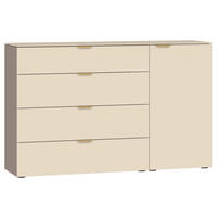SIDEBOARD 135/87/43 cm  in Creme, Hellbraun  - Hellbraun/Creme, Design, Glas/Holzwerkstoff (135/87/43cm) - Jutzler