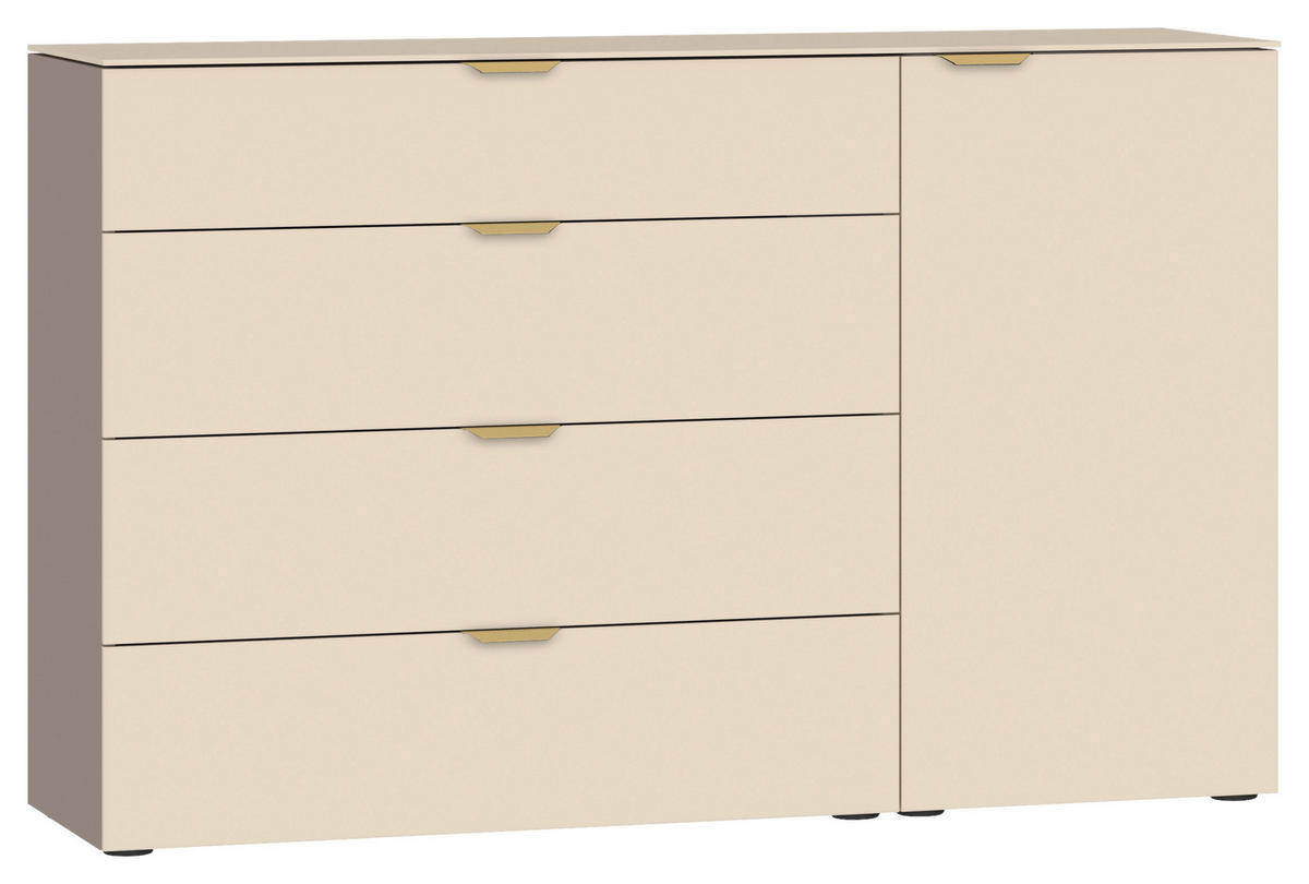 SIDEBOARD 135/87/43 cm  in Creme, Hellbraun  - Hellbraun/Creme, Design, Glas/Holzwerkstoff (135/87/43cm) - Jutzler
