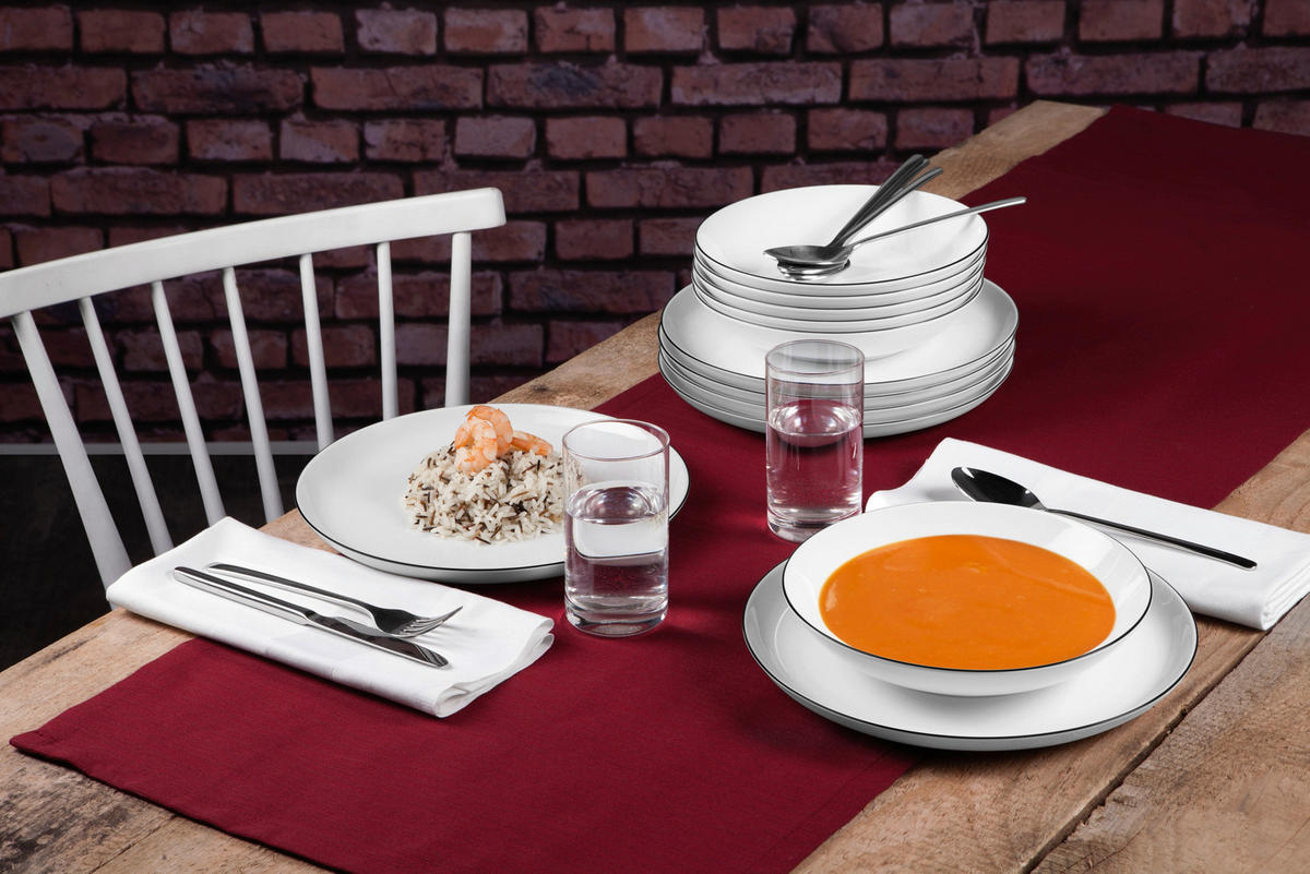 KOMBINOVANÝ SERVIS, 30-dielne, porcelán - čierna/biela, Basics, keramika - Seltmann Weiden