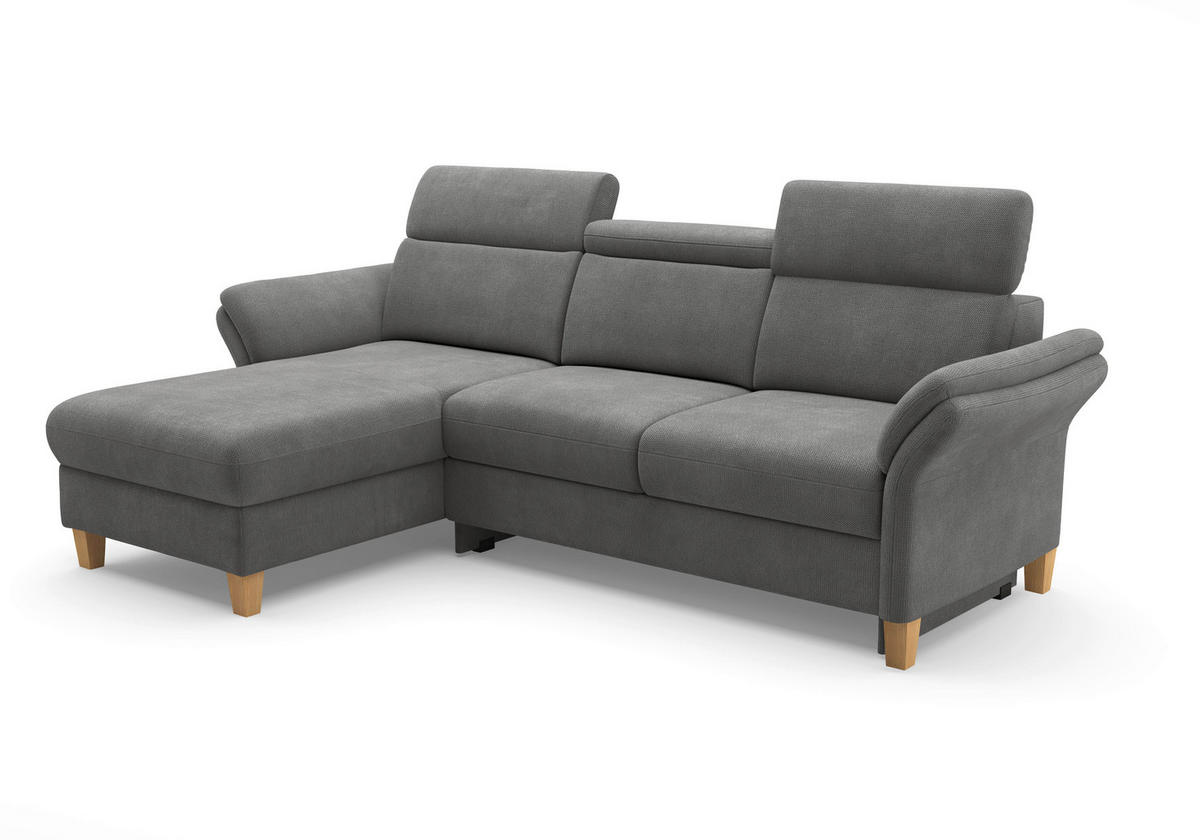 ECKSOFA GLENDALE E Grau Flachgewebe  - Eichefarben/Grau, KONVENTIONELL, Holz/Textil (166/253cm) - Sit & More