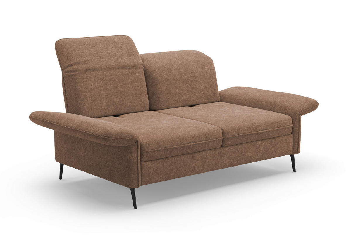 2,5-SITZER in Flachgewebe Hellbraun  - Hellbraun/Schwarz, KONVENTIONELL, Textil/Metall (189/92/123cm) - Sit & More