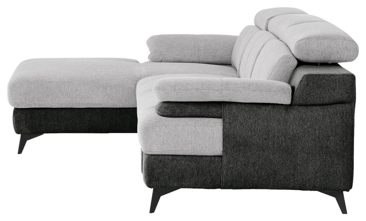 ECKSOFA in Chenille Graphitfarben, Silberfarben   - Silberfarben/Schwarz, Design, Textil/Metall (291/80-98/178cm) - Livetastic