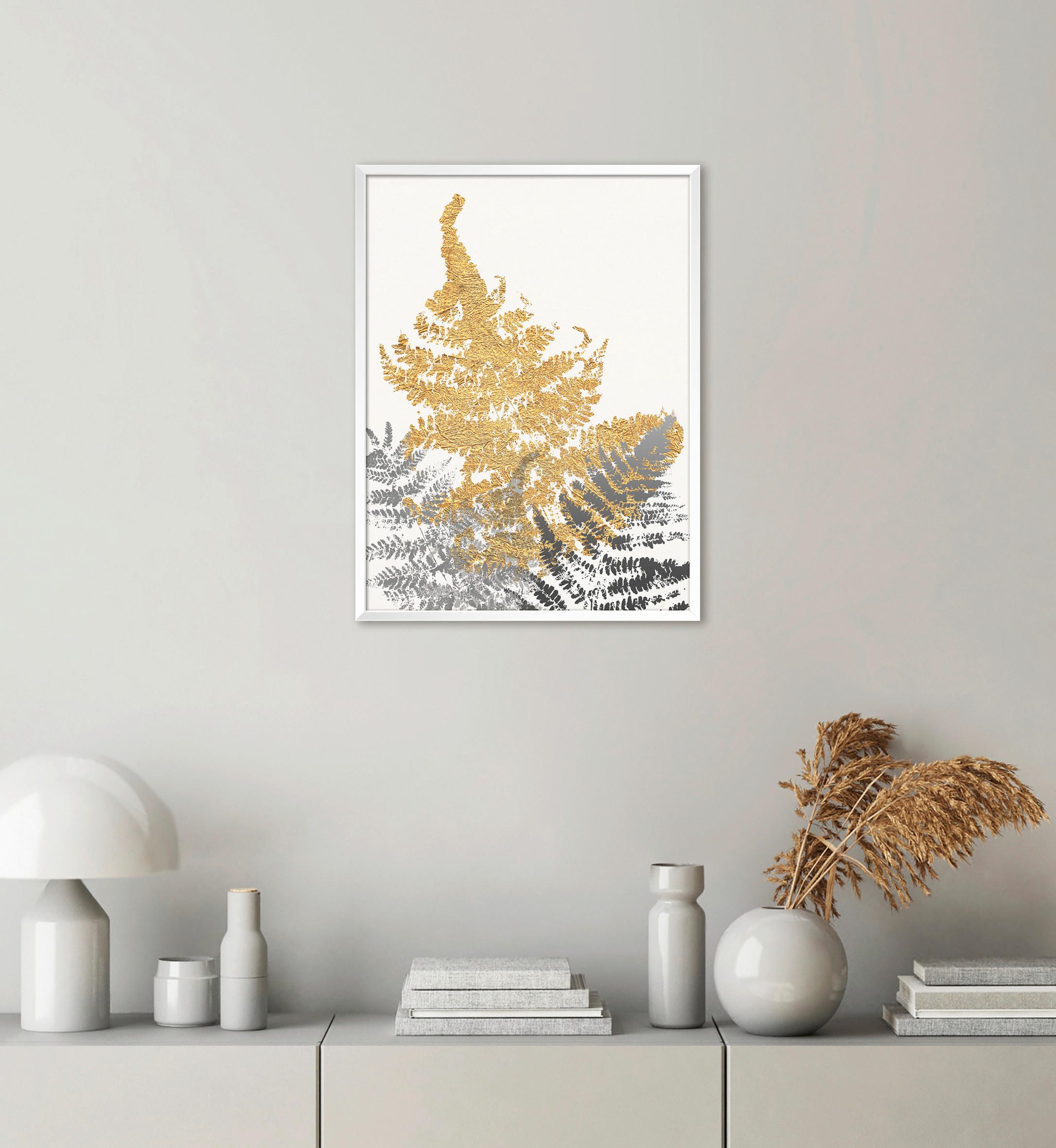 KUNSTDRUCK 30/40 cm  - Weiss/Goldfarben, Basics, Papier (30/40cm) - Monee